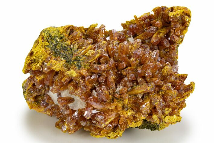 Vibrant Orpiment Crystal Cluster with Calcite - China #324451